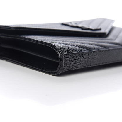 Saint Laurent Grain De Poudre Matelasse Chevron Monogram Chain Wallet Black 8 of 11