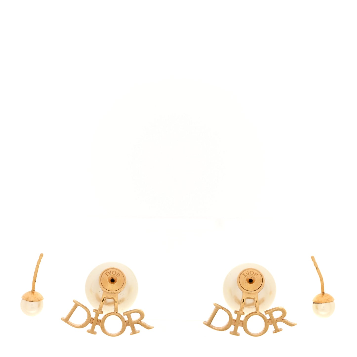 Pearl Tribal Logo Earrings Gold White