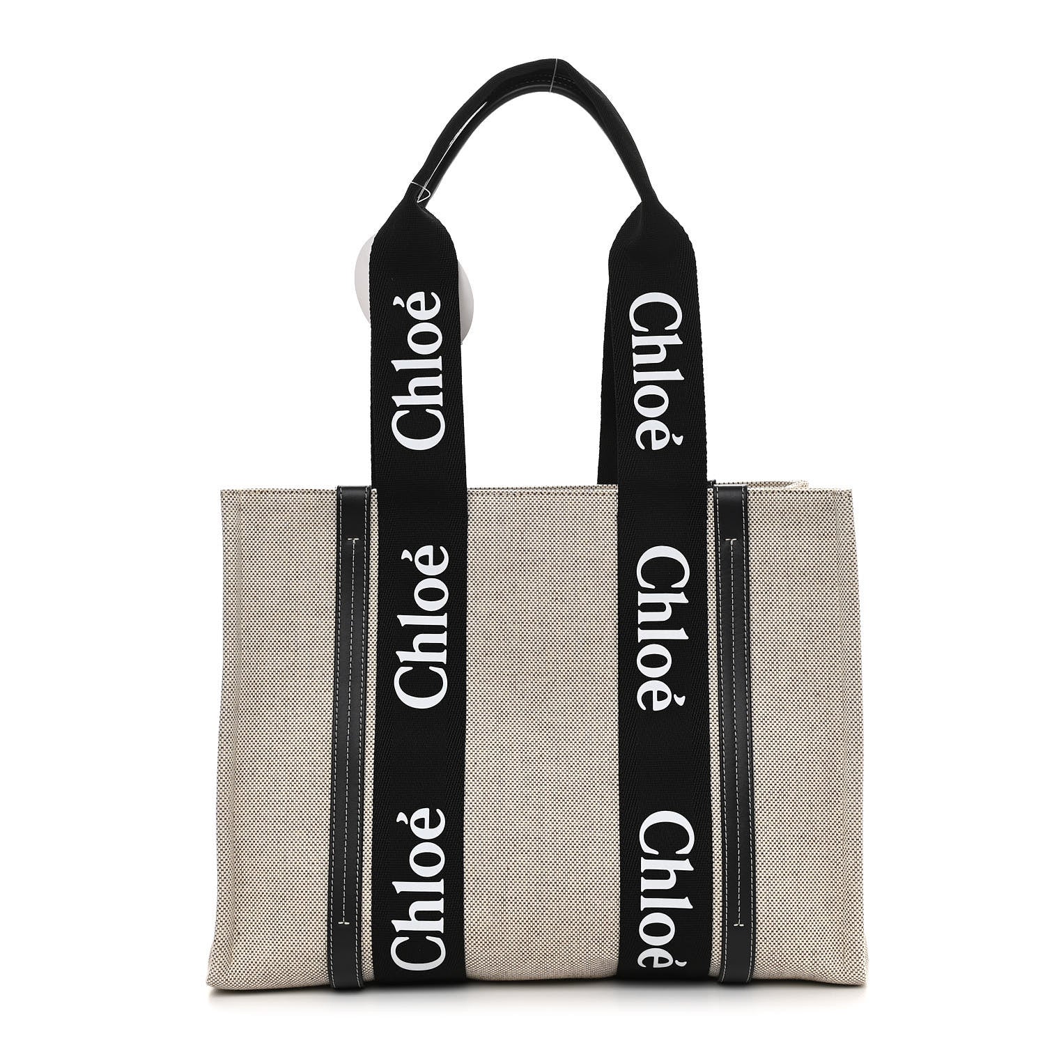 Chloe Cotton Calfskin Medium Woody Ribbon Tote Black Blue 1 of 9