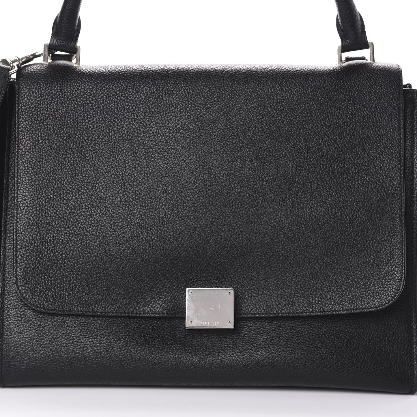 Drummed Calfskin Suede Medium Trapeze Black