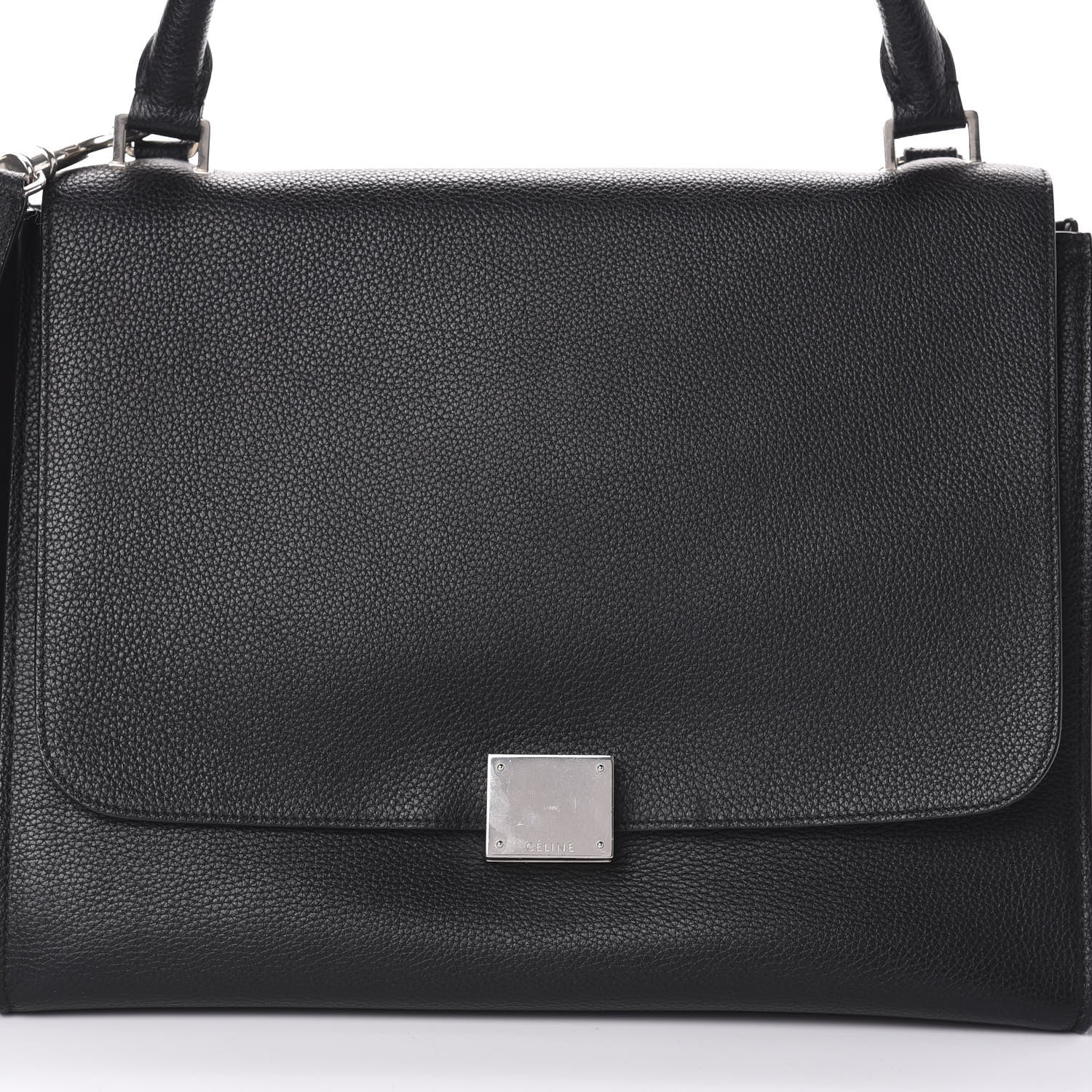 Celine Drummed Calfskin Suede Medium Trapeze Black 8 of 10