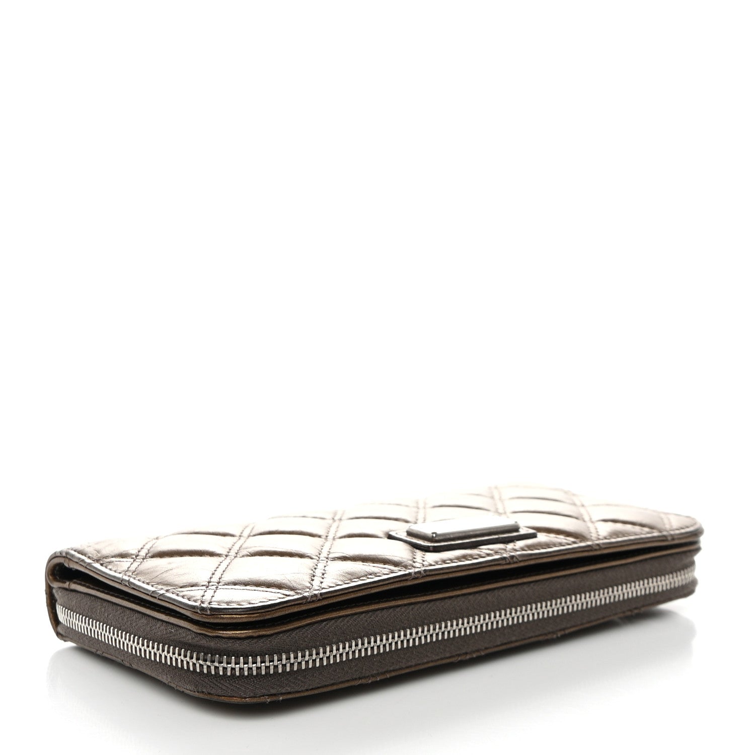 Chanel Metallic Aged Calfskin Quilted Paris New York PNY Wallet Dark Gold 4 of 8
