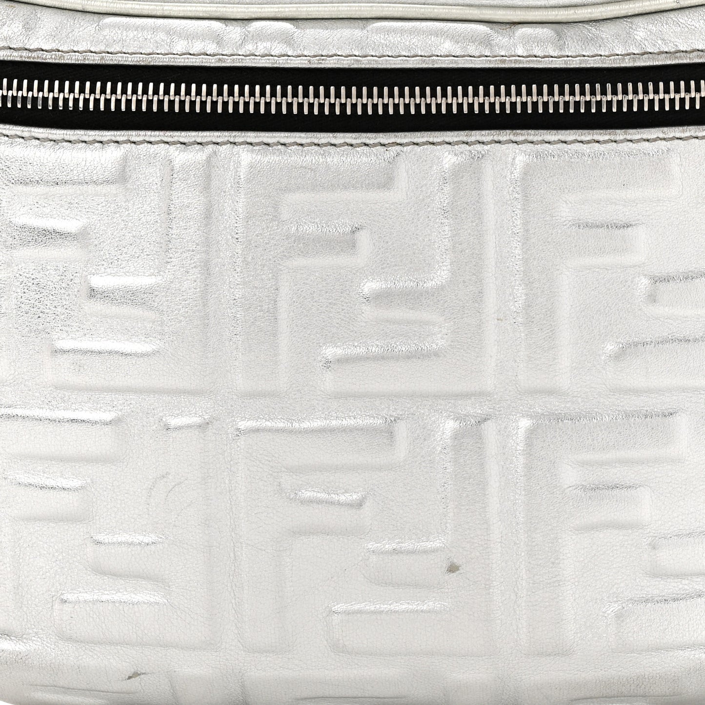 Vitello Catalan Mirror FF 1974 Embossed Belt Bag Argento