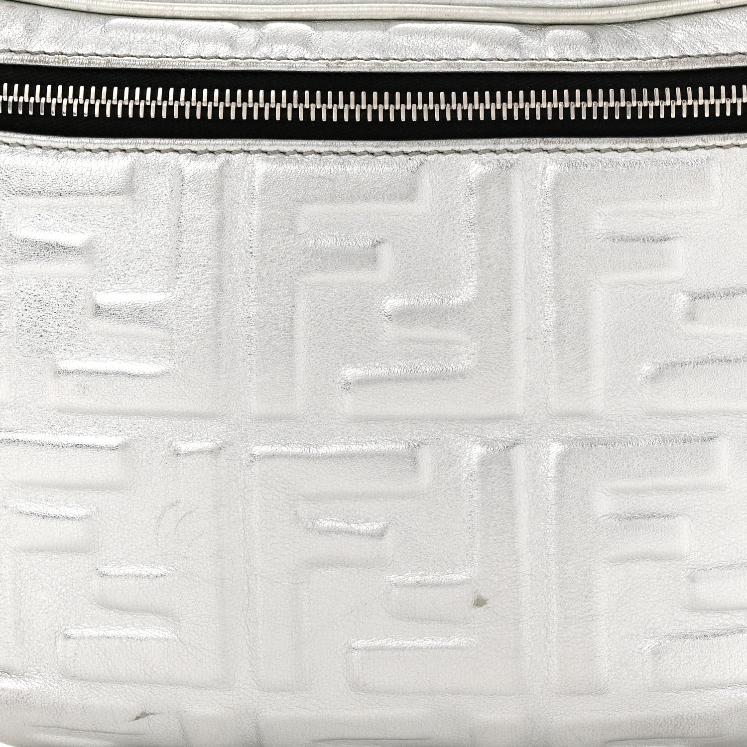 Fendi Vitello Catalan Mirror FF 1974 Embossed Belt Bag Argento 8 of 10