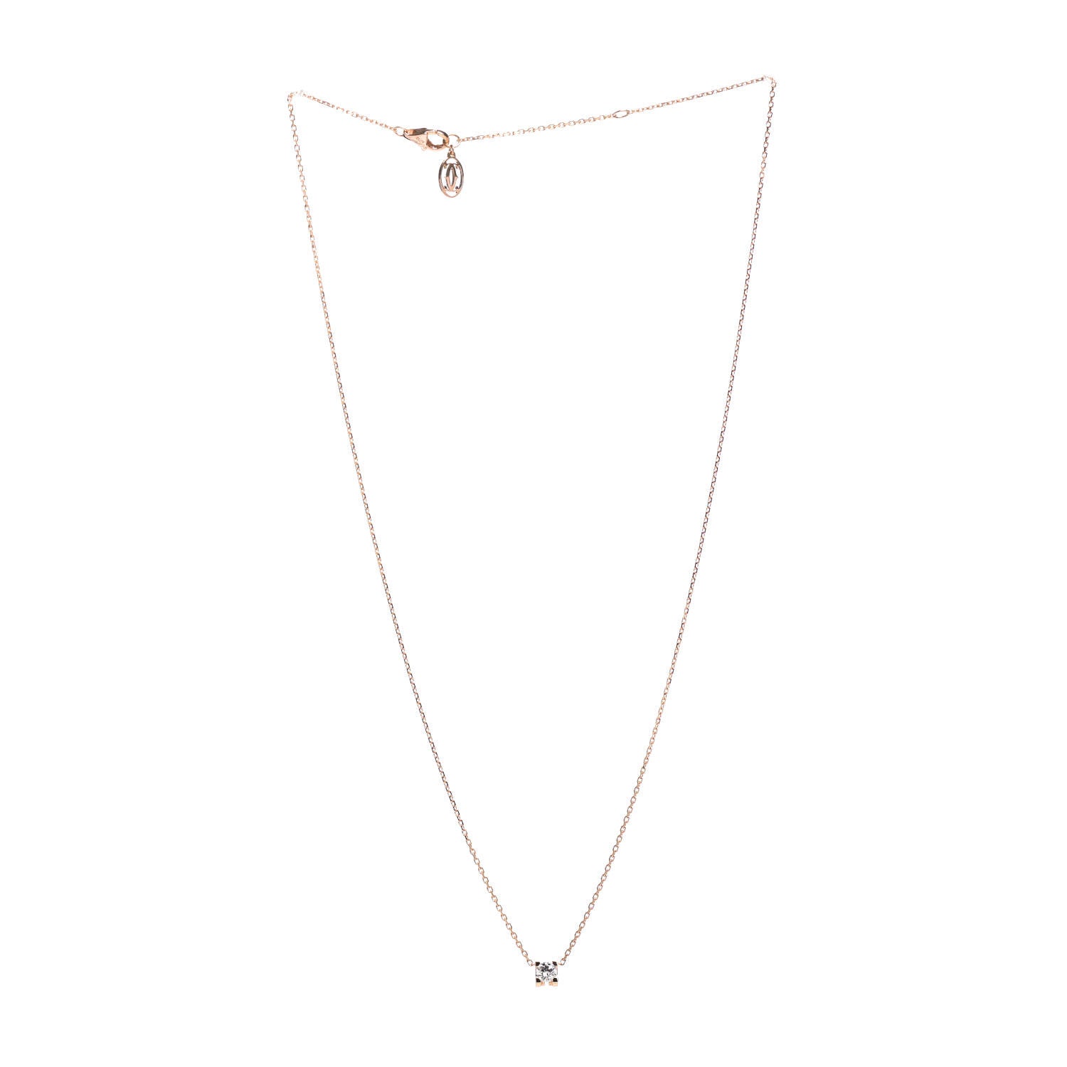 Cartier 18K Pink Gold Diamond .19ct C de Pendant Necklace 3 of 6