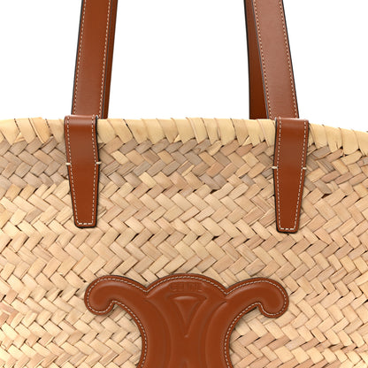 Celine Raffia Calfskin Triomphe Medium Panier Tan 8 of 12