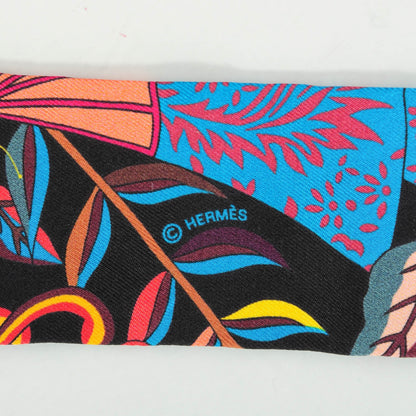 Hermes Silk Fleurs et Papillons de Tissus Twilly Black Rouge Bleu 4 of 6