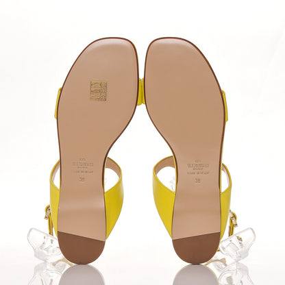 Valentino Garavani Nappa Rockstud Ankle Strap Flat Sandals 39 Acid Yellow 5 of 7