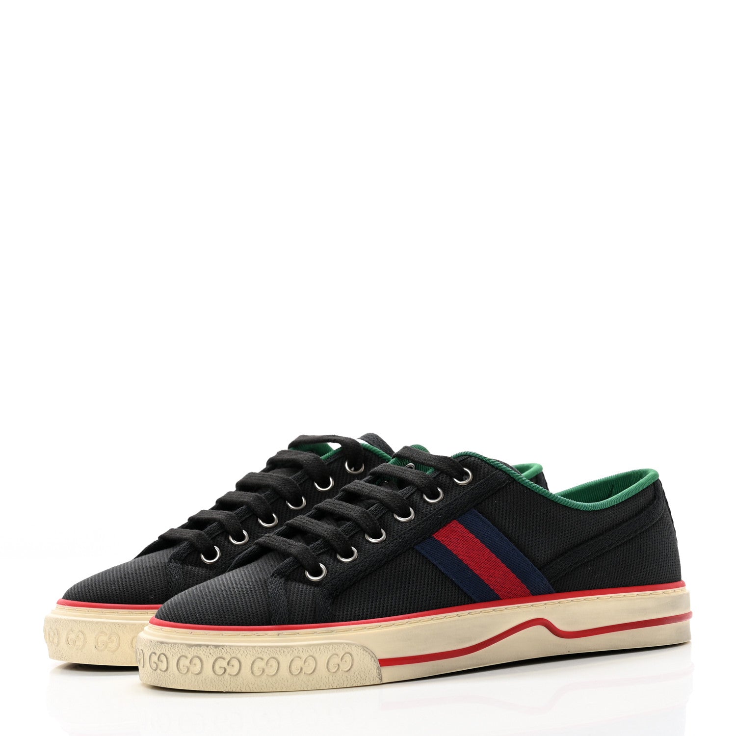 Gucci Canvas Web Womens 1977 Tennis Sneakers 37.5 Black 3 of 11