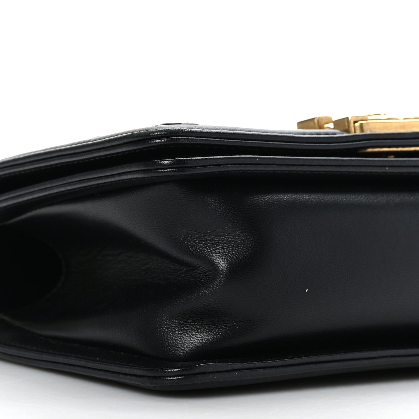 Lambskin Quilted Small Chain Detail Boy Flap Black