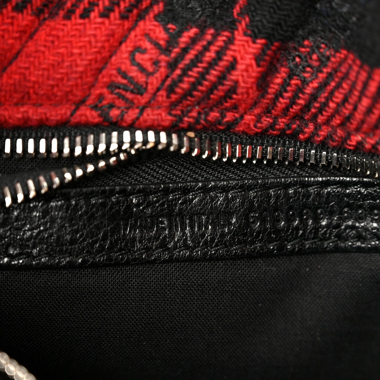 Wool Cuir Arena Plaid Diagonal Allover Logo Matelasse XS Bazar Shopper Tote Red Black