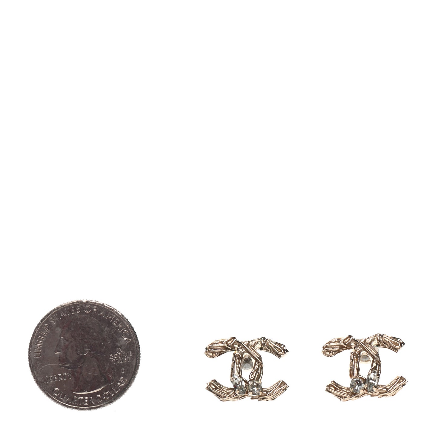 Crystal Twisted CC Earrings Gold