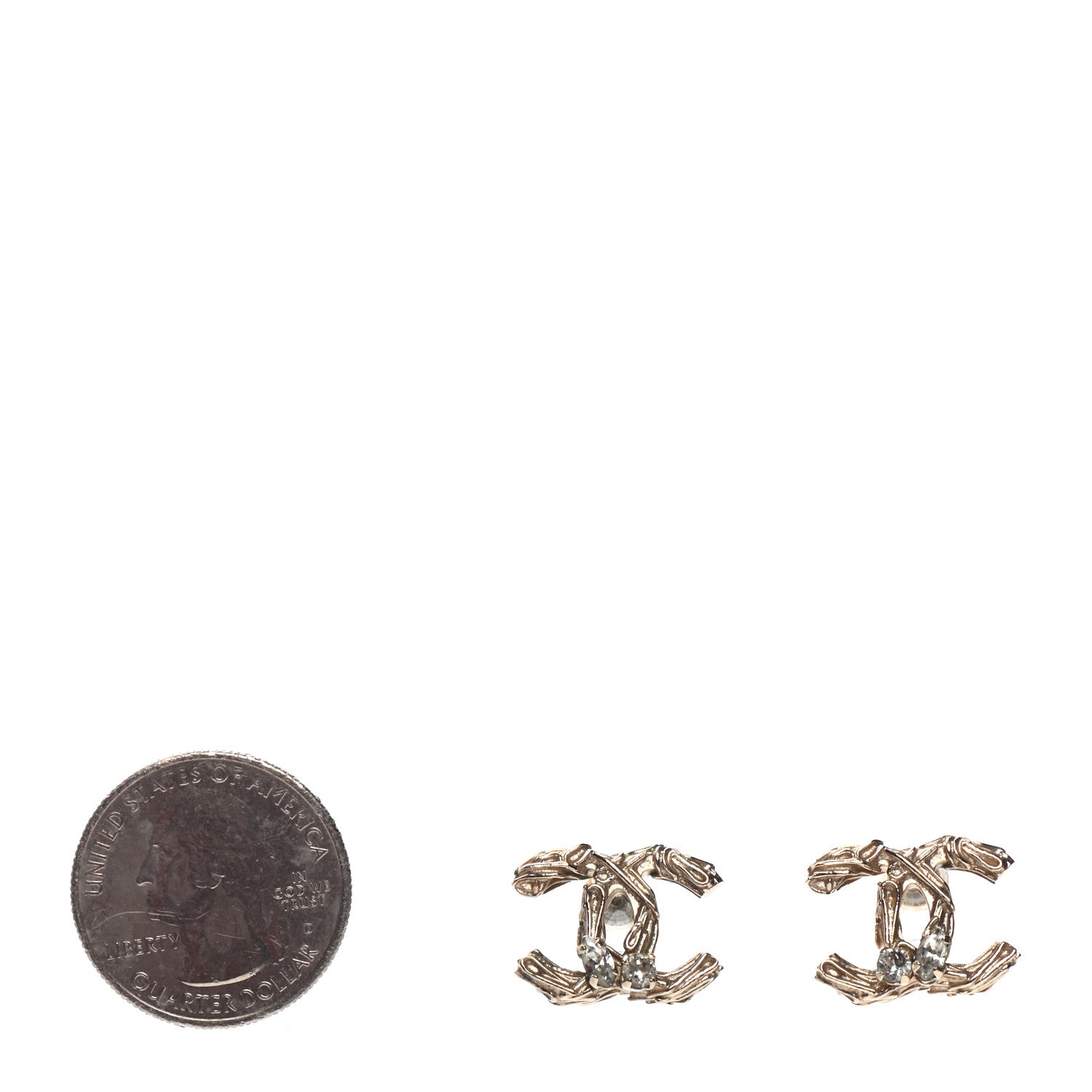 Chanel Crystal Twisted CC Earrings Gold 2 of 4