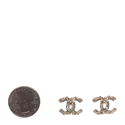 Chanel Crystal Twisted CC Earrings Gold 2 of 4