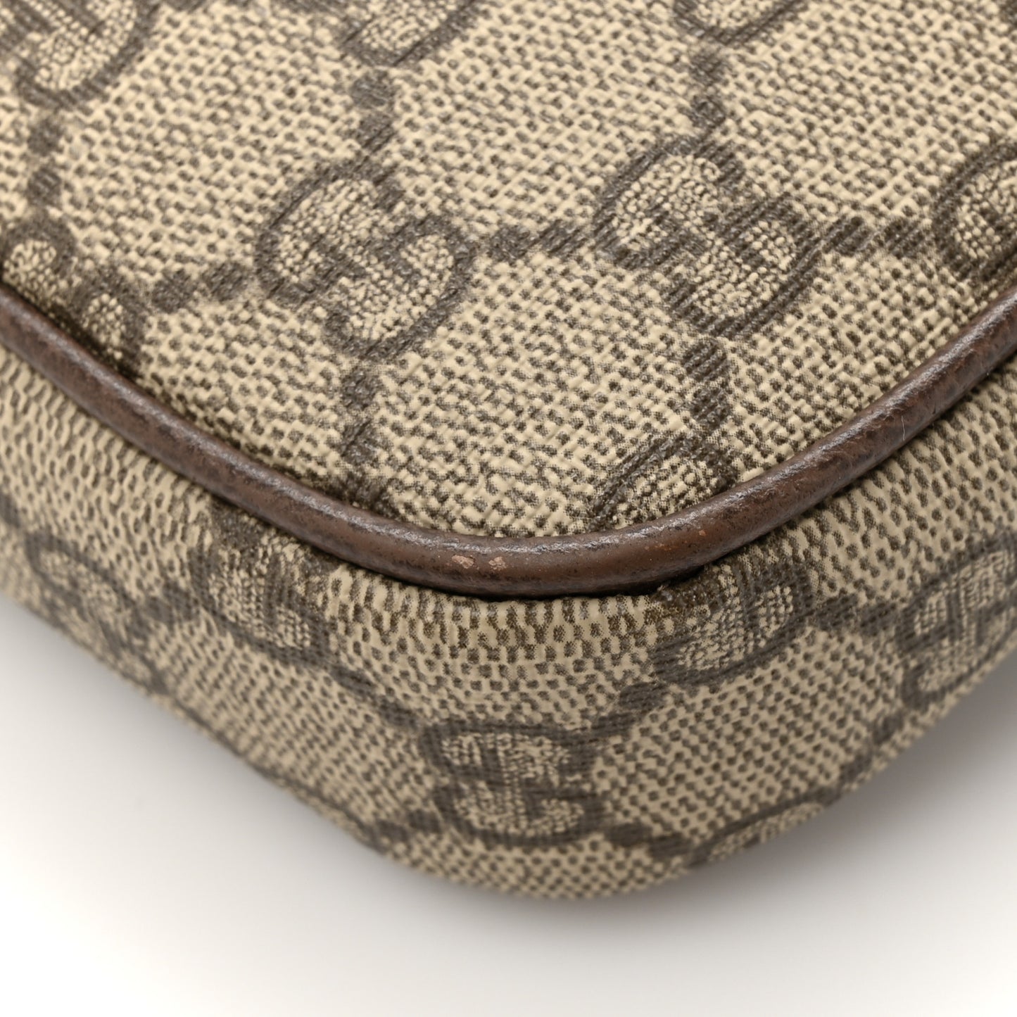 GG Supreme Monogram Textured Dollar Calfskin Web Mini Ophidia Envelope Shoulder Bag Beige Ebony New Acero