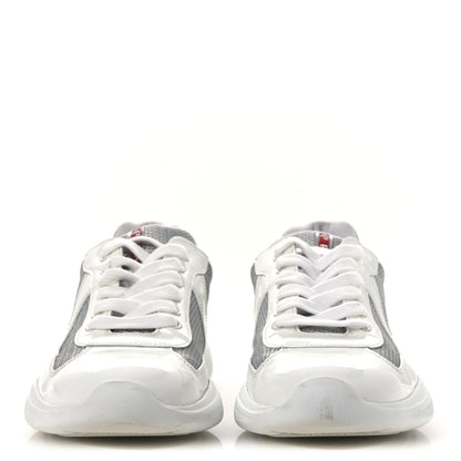 Prada Vernice Soft Mesh Mens America's Cup Biker Sneakers 6.5 White Argento 3 of 11