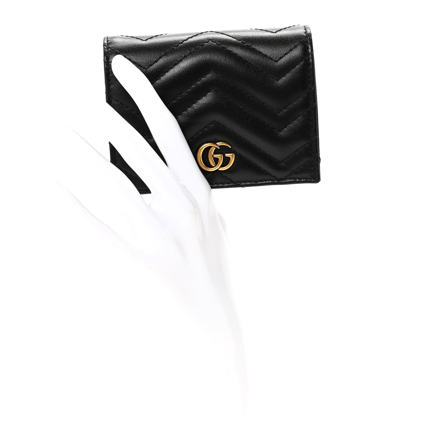 Gucci Calfskin Matelasse GG Marmont Card Case Wallet Black 4 of 16