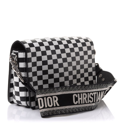 Christian Dior Smooth Calfskin Checkered Dio(r)evolution Flap Bag Black White 2 of 9