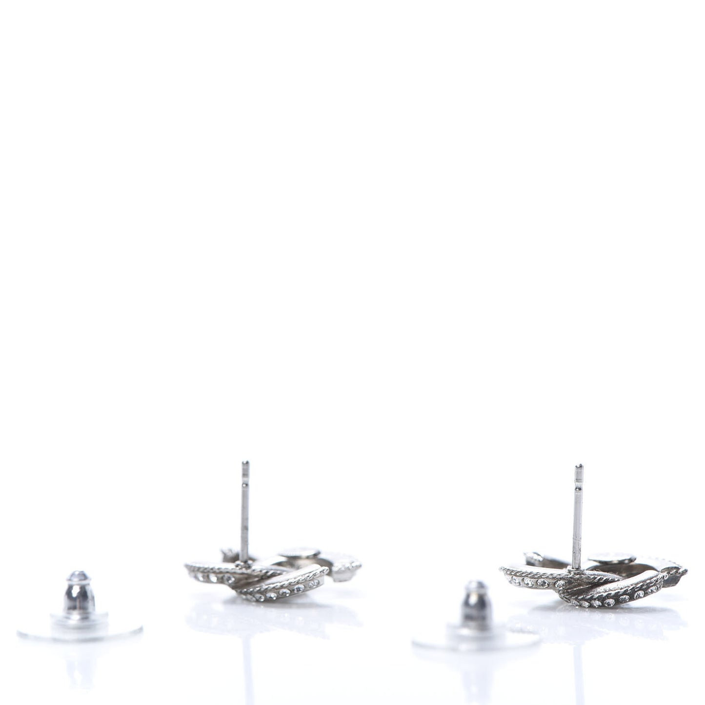 Baguette Crystal CC Earrings Silver