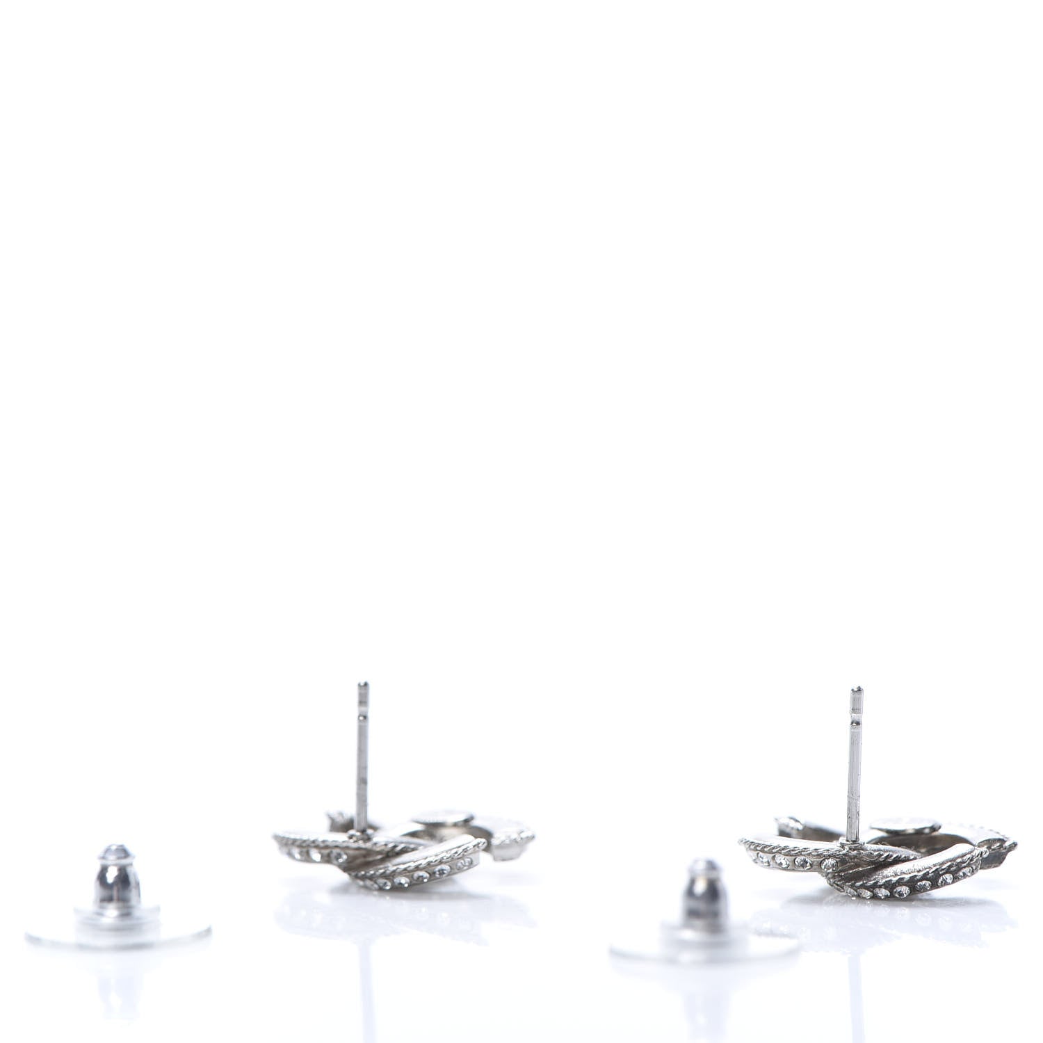 Chanel Baguette Crystal CC Earrings Silver 3 of 6