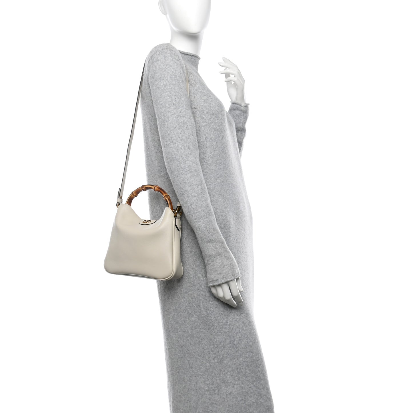 Softy Wonka Textured Dollar Calfskin Small Diana Shoulder Bag Mystic White Hibiscus Red