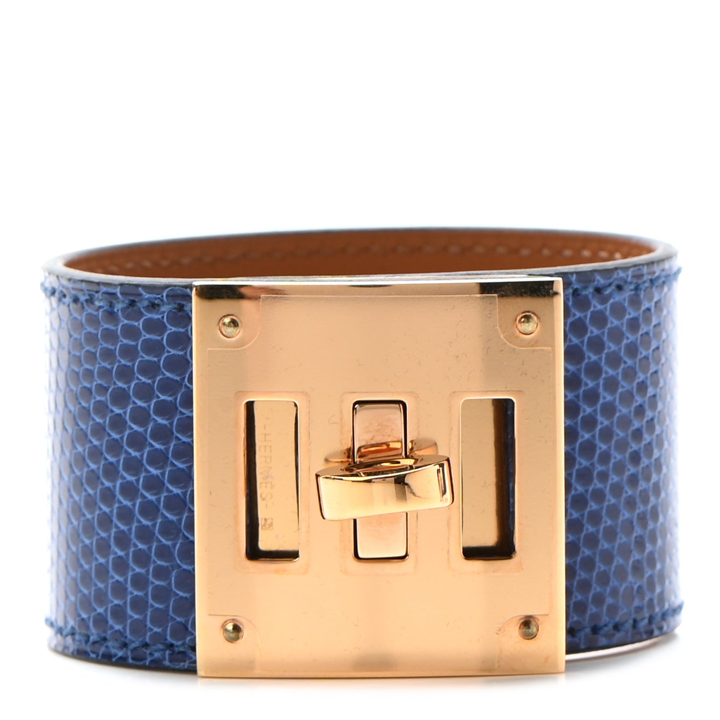 Lizard Kelly Dog Cuff S Bleu Saphir