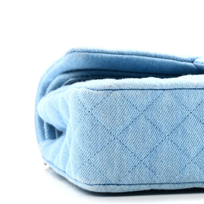 Chanel Denim Quilted Medium Double Flap Light Blue 9 of 10