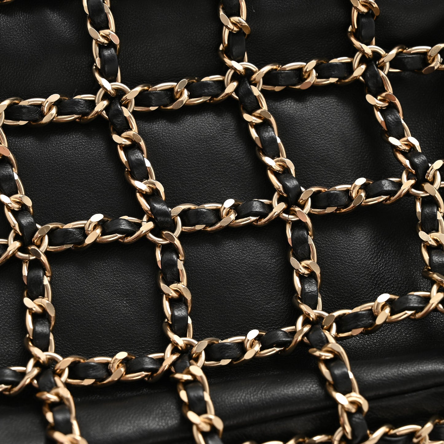 Lambskin Chain Frame Shoulder Bag Black