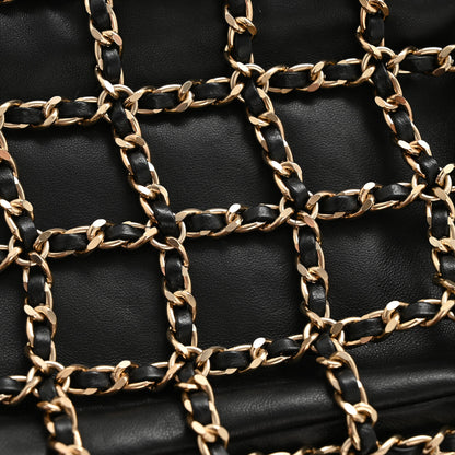 Chanel Lambskin Chain Frame Shoulder Bag Black 10 of 10