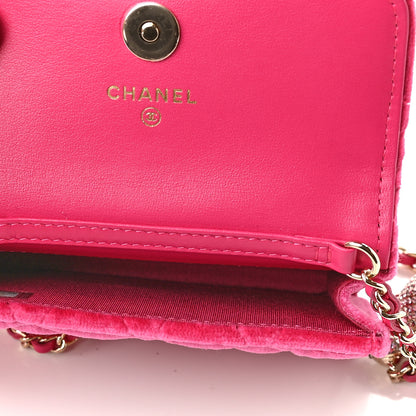 Chanel Velvet Quilted Pearl Crush Flap With Chain Pink 5 of 9