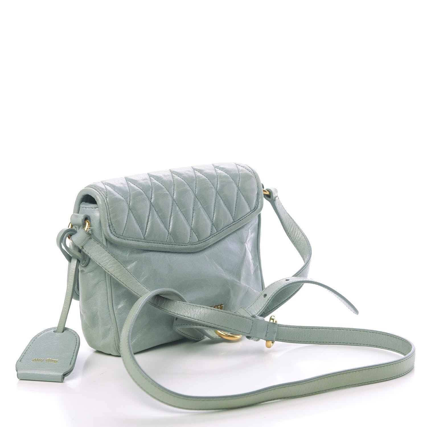 Miu Miu Vitello Shine Trapu Crossbody Bag Astrale 3 of 15