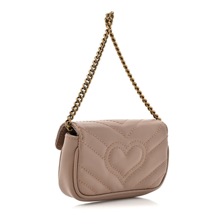 Gucci Calfskin Matelasse Heart GG Marmont 2.0 Coin Purse On A Chain Porcelain Rose 2 of 10