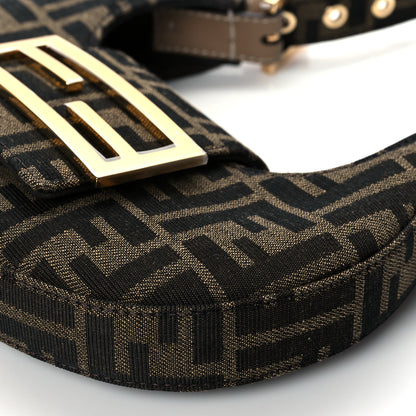 Fendi Fabric Jacquard FF 1974 Mini Cookie Hobo Bag Tobacco Moro 9 of 9