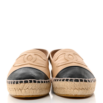 Chanel Lambskin CC Espadrilles 35 Beige Black 2 of 10