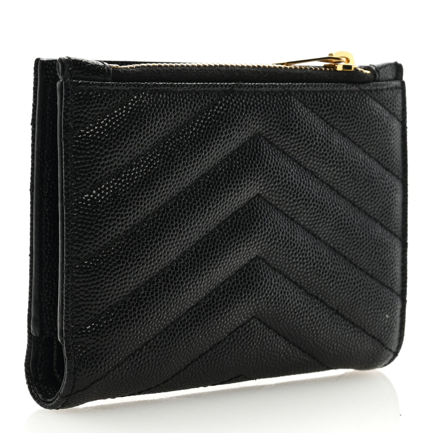 Grain De Poudre Matelasse Chevron Monogram Zipped Card Case Black