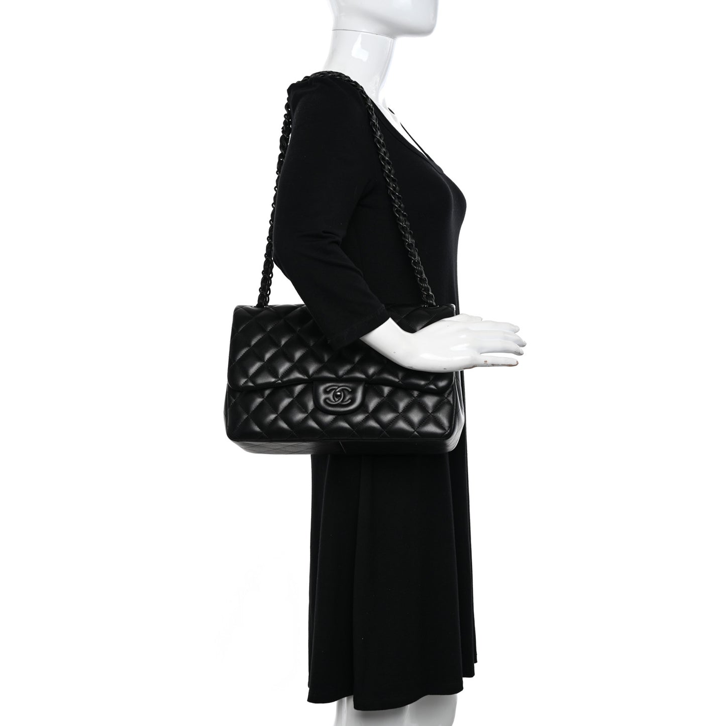 Lambskin Quilted Jumbo Double Flap So Black