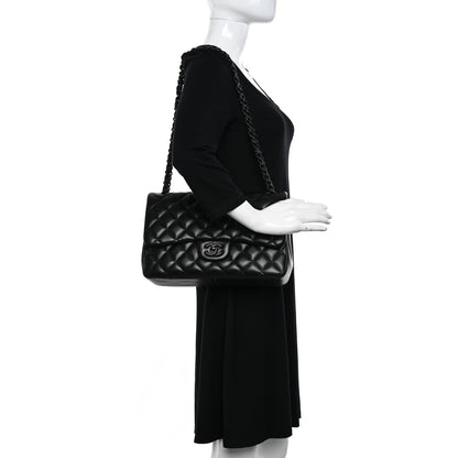Chanel Lambskin Quilted Jumbo Double Flap So Black 2 of 15