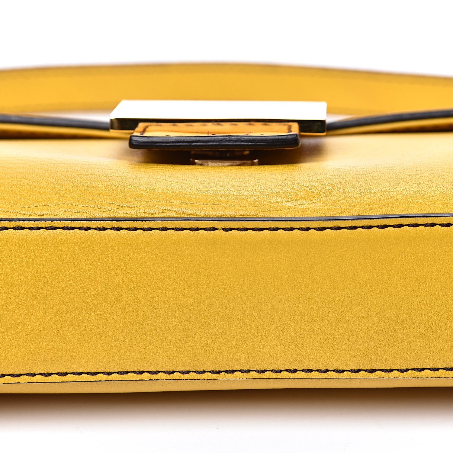 Fendi Vitello Flamingo Enamel Interchangeable Strap Baguette Chantilly Marrone Tobacco 8 of 11