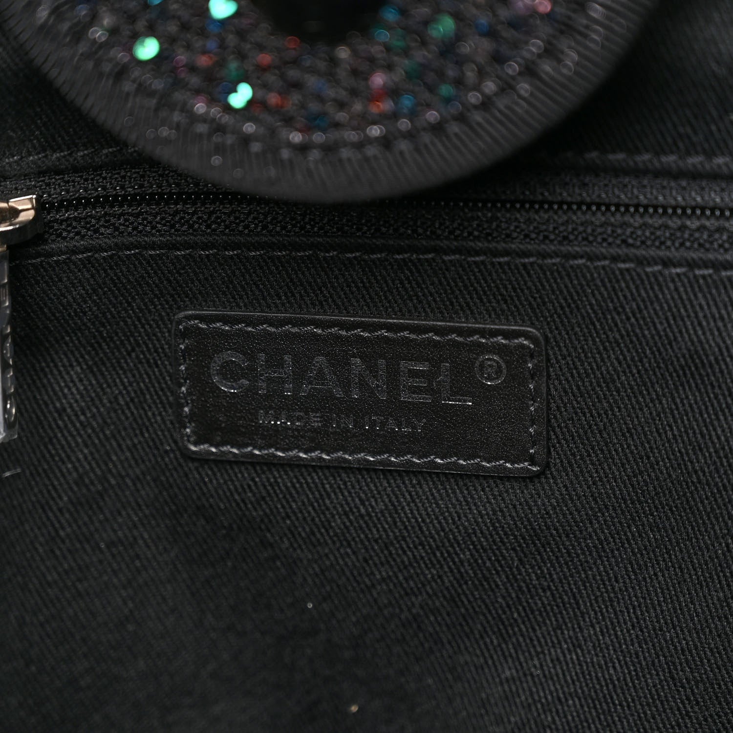 Chanel Calfskin Sequin Medium Deauville Tote Black 6 of 10