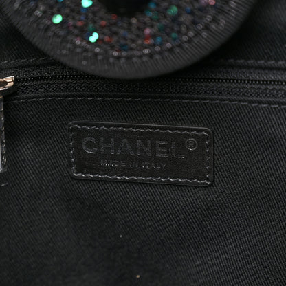 Chanel Calfskin Sequin Medium Deauville Tote Black 6 of 10