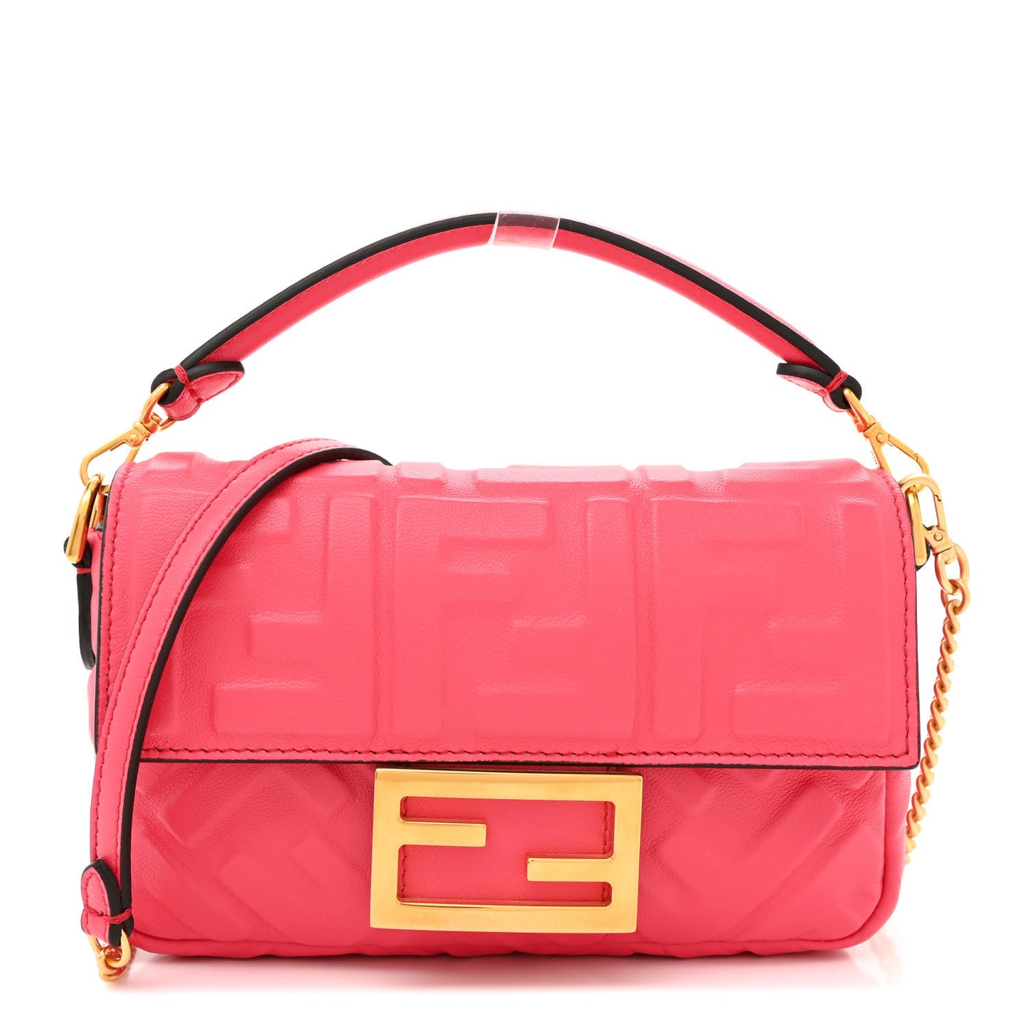 Nappa FF 1974 Embossed Mini Baguette Lampone