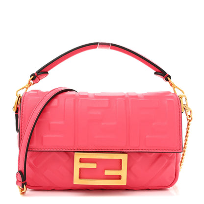 Fendi Nappa FF 1974 Embossed Mini Baguette Lampone 1 of 12