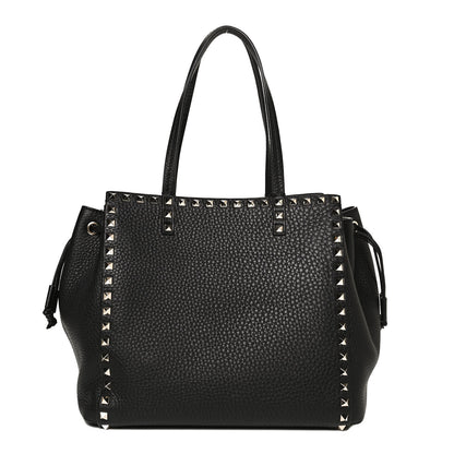 Valentino Garavani Grained Calfskin Rockstud Double Handle Cinch Tote Black 1 of 9