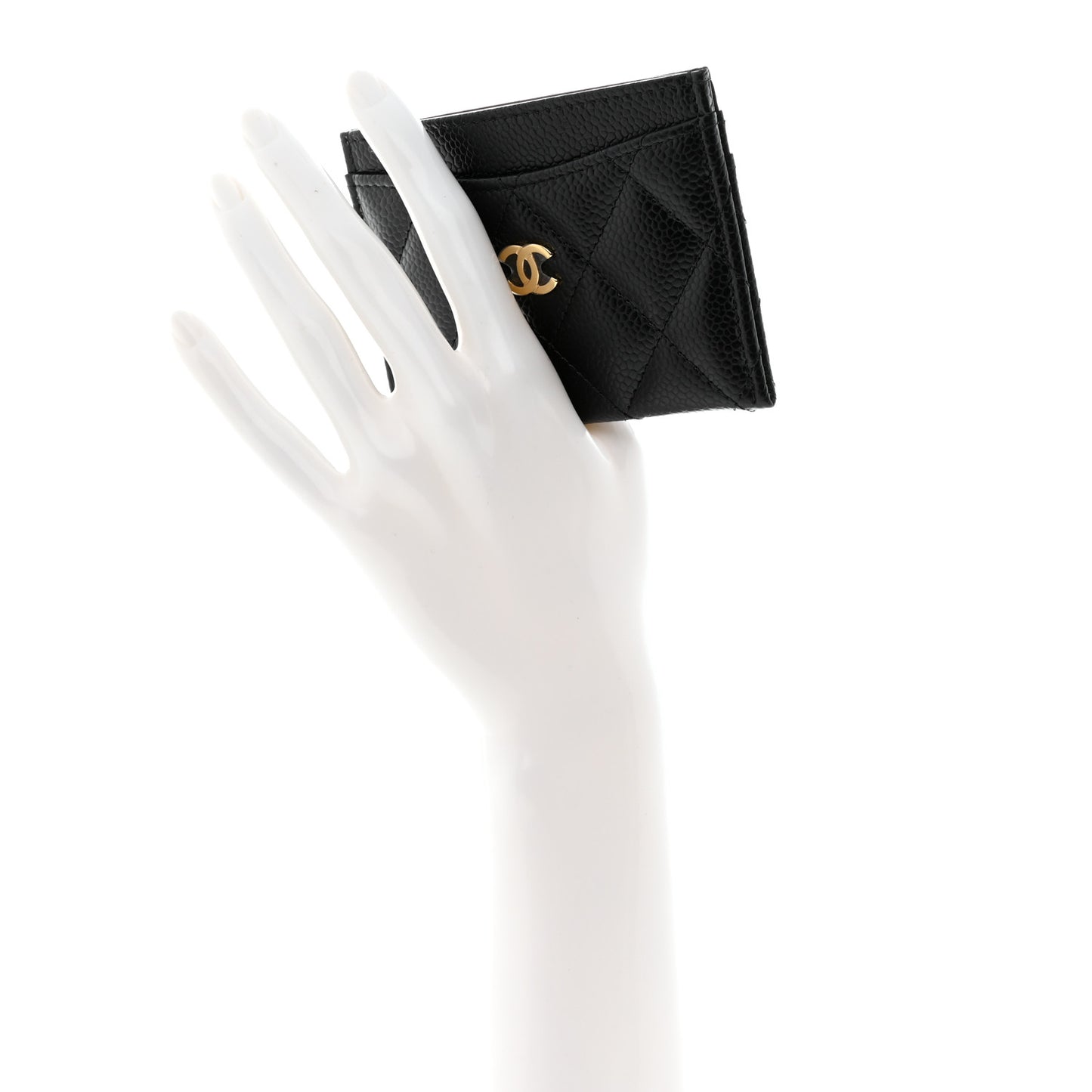 Caviar Quilted Card Holder Black