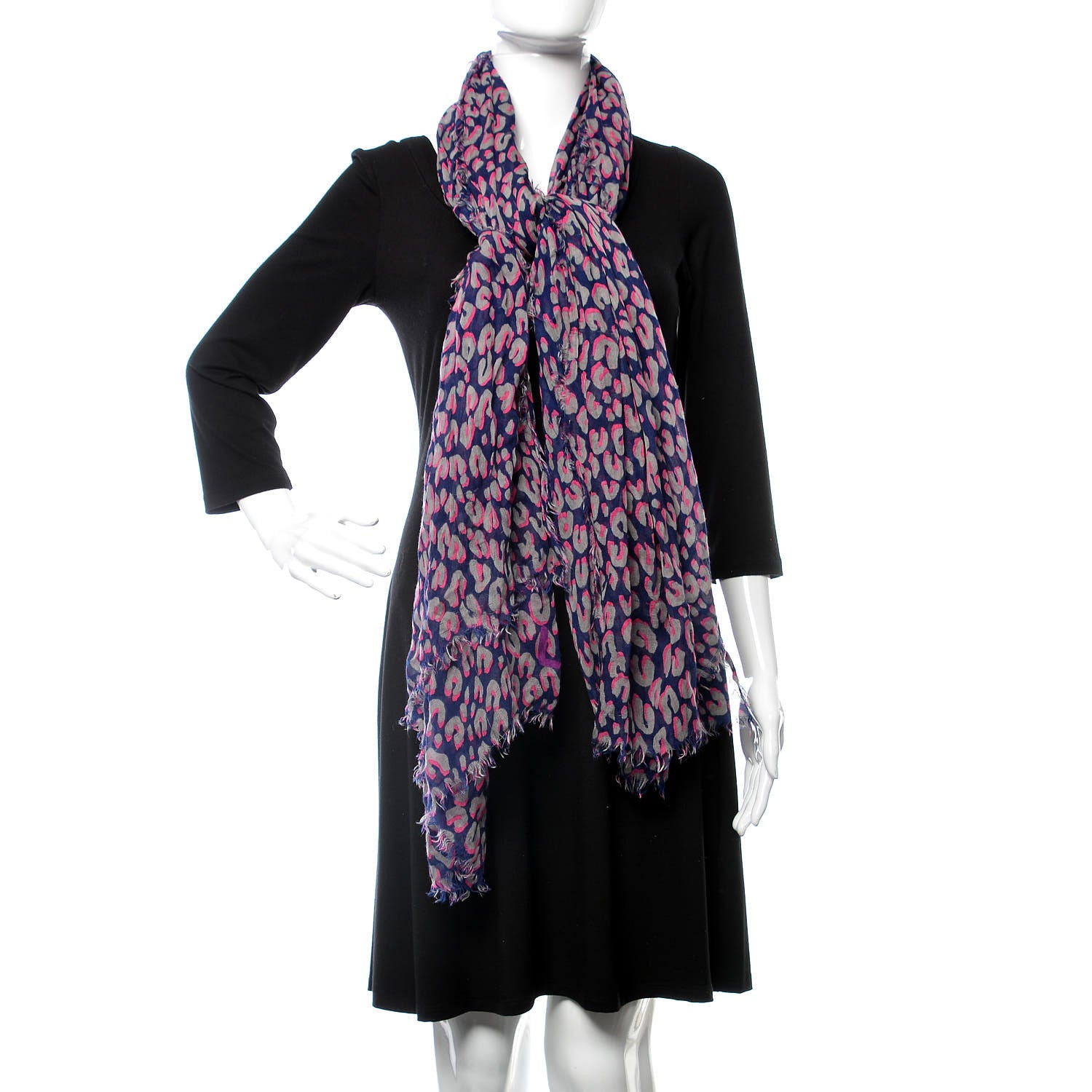 Louis Vuitton Cashmere Silk Leopard Etole Stole Blue Nuit 2 of 4