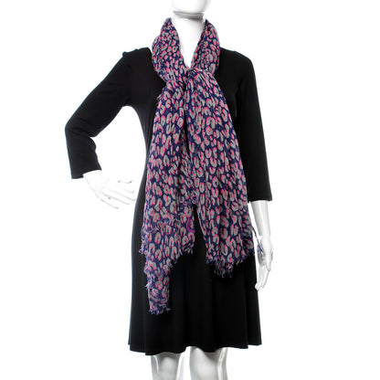 Louis Vuitton Cashmere Silk Leopard Etole Stole Blue Nuit 2 of 4