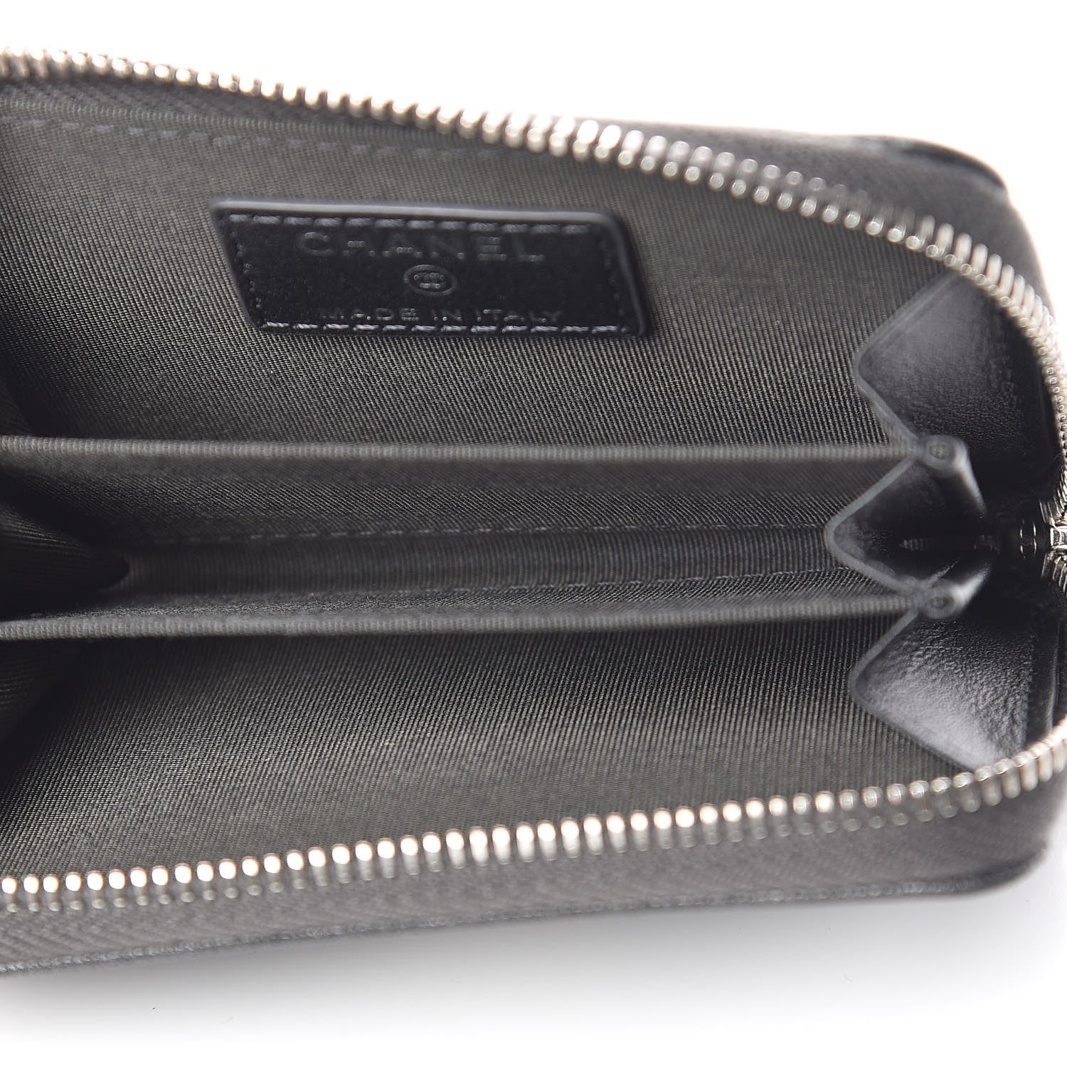 Chanel Goatskin Camellia Embossed Zip Coin Purse Anthracite 5 of 8