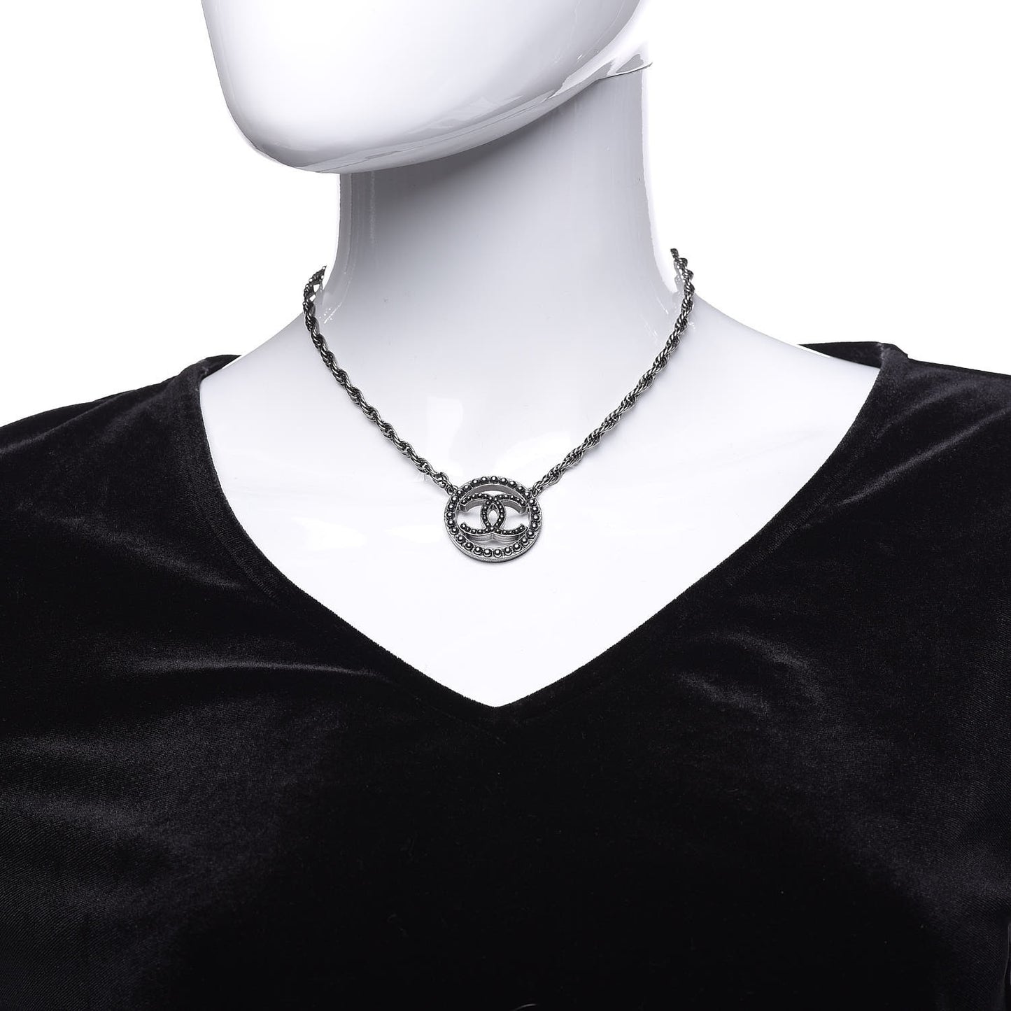 Ruthenium Pearl CC Short Necklace Dark Grey