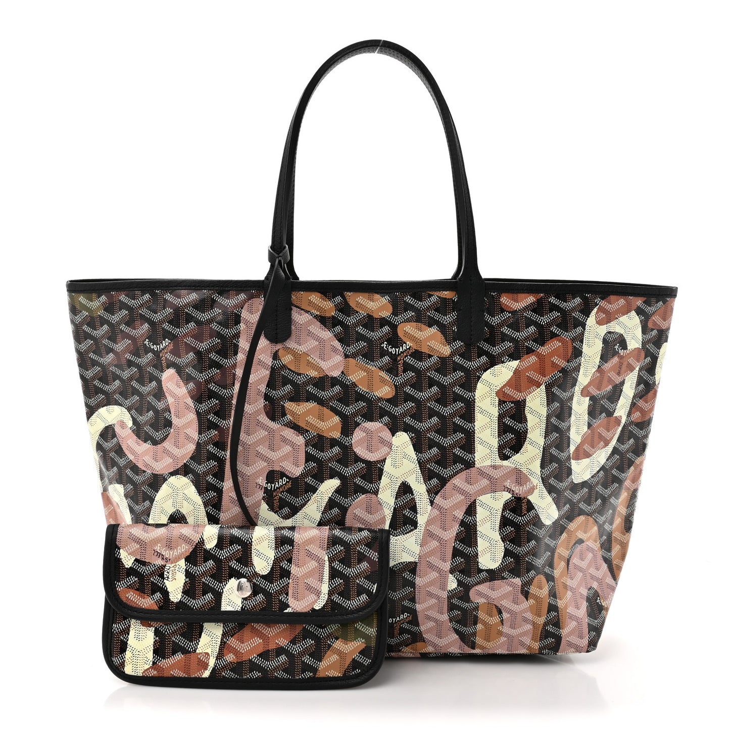 Goyardine Saint Louis Lettres Camouflage PM Black Pink Multicolor
