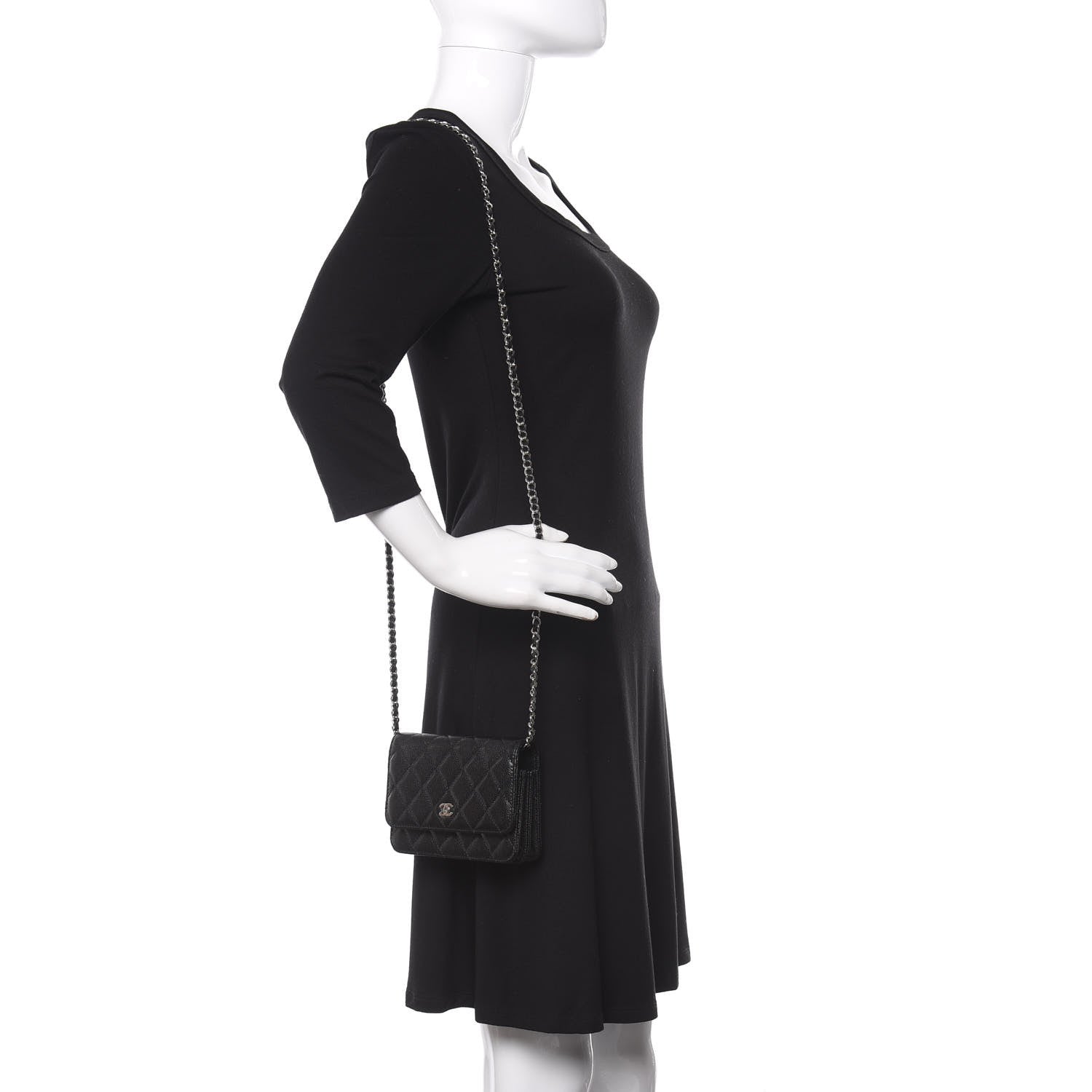 Chanel Caviar Quilted Mini Wallet On Chain WOC Black 2 of 11